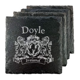 Doyle Irish Coat of Arms Slate Coasters - Set of 4