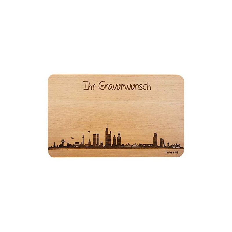 Brotzeitbrett Frankfurt Skyline | Beech Breakfast Board | Wooden Chopping