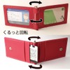 HERBE Pass Case, 4 Side Storage, Cowhide Leather Reel Strap,