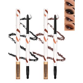 Matte Eyeliner Pencil, Black & Brown Eyeshadow Eye Liner Pencil, Waterproof Long-Wear Highly Pigmented Gel Eyeliner Pen Eyeshadow Stick With Brush, Fade-Proof Blendable Color Smokey Cat Eye Makeup-2+8