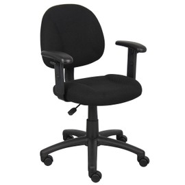 Boss Office Products Perfect Posture Delux Fabric Task Chair with Adjustable Arms in Black
