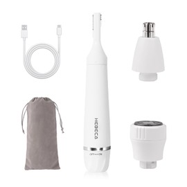 HEBECA Facial Hair Removal for Women, 3-in-1 Electric Eyebrow Ear Nose Trimmer, & Facial Hair Trimmers Wet/Dry, Waterproof & Rechargeable Painless Women's Face Trimmer Portable for Travel