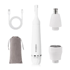 HEBECA Facial Hair Removal for Women, 3-in-1 Electric Eyebrow Ear Nose Trimmer, & Facial Hair Trimmers Wet/Dry, Waterproof & Rechargeable Painless Women's Face Trimmer Portable for Travel