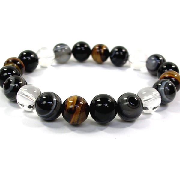 Evnetscom November [Black Tourmaline Black Tiger Eye Celestial Stone Tiger Eye Crack Crystal] Monthly Replacement Power Stone Natural Stone Strong Luck Work Luck Amulet Protection Charm Bracelet 144 Types of Natural Stone Description Table