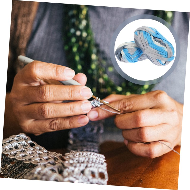 Ciieeo 2rolls Hand Crocheted Yarn for Projects of Creative Flat