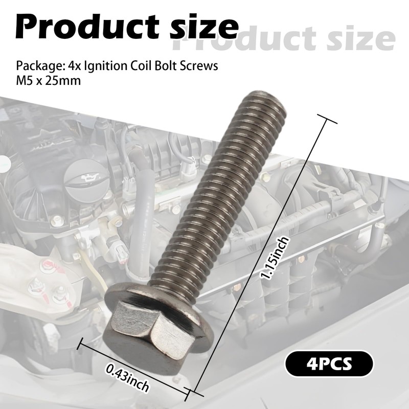 4PCS Ignition Coil Bolt Screws OEM W706175S43,Stainless Steel Automotive Replacement