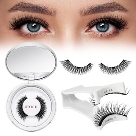 QUEWEL Magnetic Eyelashes Natural Look, Reusable Magnetic Lashes with Applicator, Soft Magnetic Eyelashes Kit without Eyeliner, Easy to Wear and Remove(Hei-Magnetic Lashes-Style E)