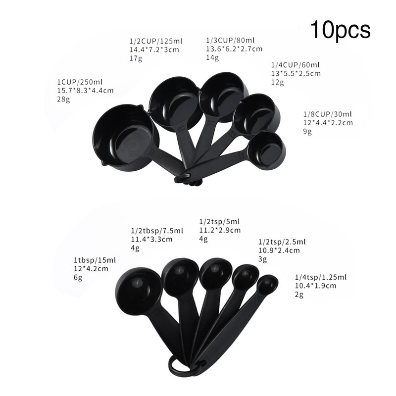 Measuring Cups,10 Piece Plastic Measuring Cups and Spoons Set,Plastic Measure