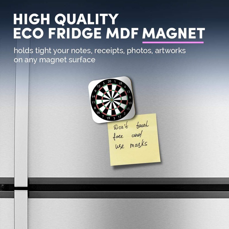 1 x Square MDF Fridge Magnet - Dart Board Darts