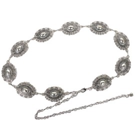 Gmhkonw Western Metal Concho Belt for Women Western Cowgirl Chain Belts for Dresses Jeans Country Concert Outfit Belt (A-silver)