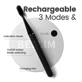 MIPOW i4 Sonic Electric Toothbrush Ultra Slim Thin Rechargeable Ultrasonic Smart Tooth Brush Free Petite Travel Case & Ceramic Holder Dock for Travel & Home, IPX7 Waterproof, 2-(Gray)