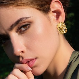 ALEXCRAFT Gold Earrings For Women Statement Earrings Dangly Rectangle Gold Studs Earrings Chunky For Women Gifts For Birthday Party