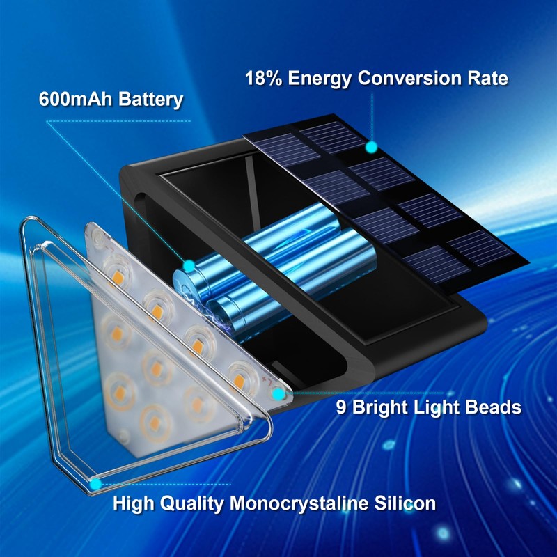 CREATESTAR Solar Stair Light for Outdoors, Pack of 6, 3000