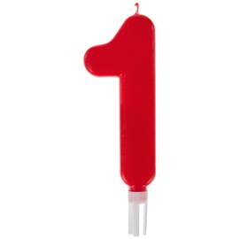 dekora - Candeline Compleanno Gigante Numero 1 Rossa 15 cm per Torta, Candeline Compleanno Numeri, Decorazione per Torta di Compleanno e Feste per Bambini