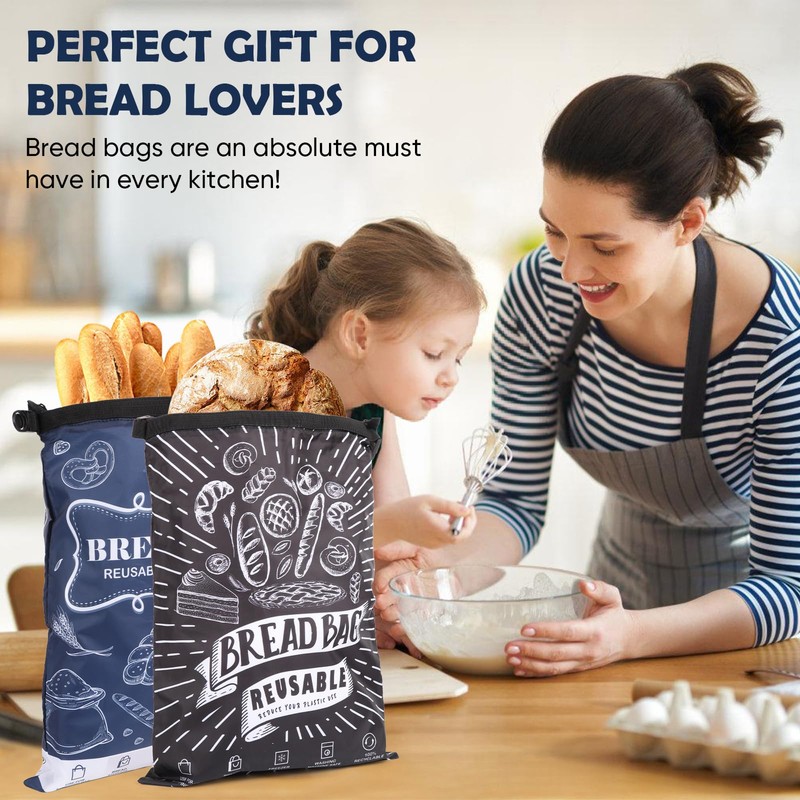 Bread Bag, 2 Packs Reusable Sourdough Storage Bag With Zipper