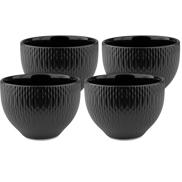 MELOX - Set of 4 Cappuccino Cups Porcelain in Black - 4 x 200 ml Cups for Coffee Cappuccino & Macchiato - Coffee Cups Thick-Walled without Handle - Coffee Cups Modern Design