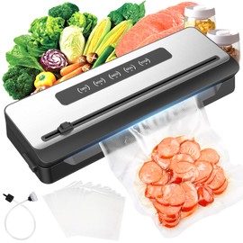 Fanadith Vacuum Sealer Machine, Fast-Compact Food Sealer with Bags Storage, Build-in Cutter, Ideal for Sous Vide and Airtight Food Storage, Dry&Moist Modes (Silver)
