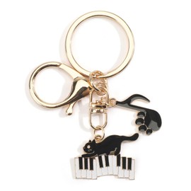 Cat Keychain Music Keychain Black Cat Gifts Music Note Keychains Cute Cats Bag Charm