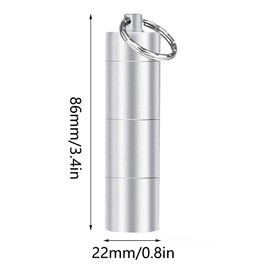 2Pcs Small Pill Box Keychain, 3 Compartment Aluminium Alloy Mini Pill Organizer Case Container Waterproof Pill Holder for Outdoor Camping Travel
