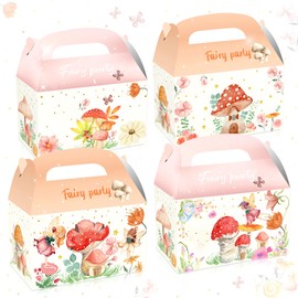 JeVenis 12 PCS Fairy Party Favors Boxes Fairy Mushroom Party Boxes Wild Mushrooms Party Supplies Fairy House Party Favors Boxes Bags