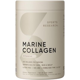 Sports Research Marine Collagen Peptides Powder - Sourced from Wild-Caught Fish, Pescatarian Friendly, Keto Certified & Non-GMO Verified - Easy to Mix in Water or Juice! (34 Servings)