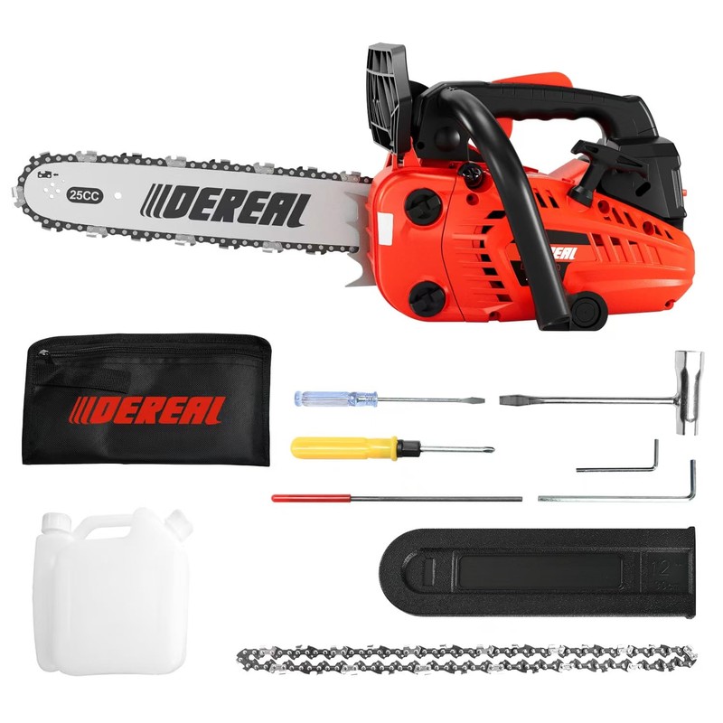 12 Inch Gas Chainsaw, 25.4CC 2-Stroke Top Handle Gas Powered