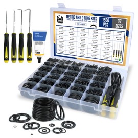 O Ring Kit - 1560 Pcs 32 Size - Nitrile Rubber O Rings Assortment Kit + 4 Hook Set & Grease Tube – for Automotive, Plumbing, Pressure Washer, Air or Gas Sealing Connections (O Rings 1560 Pcs)