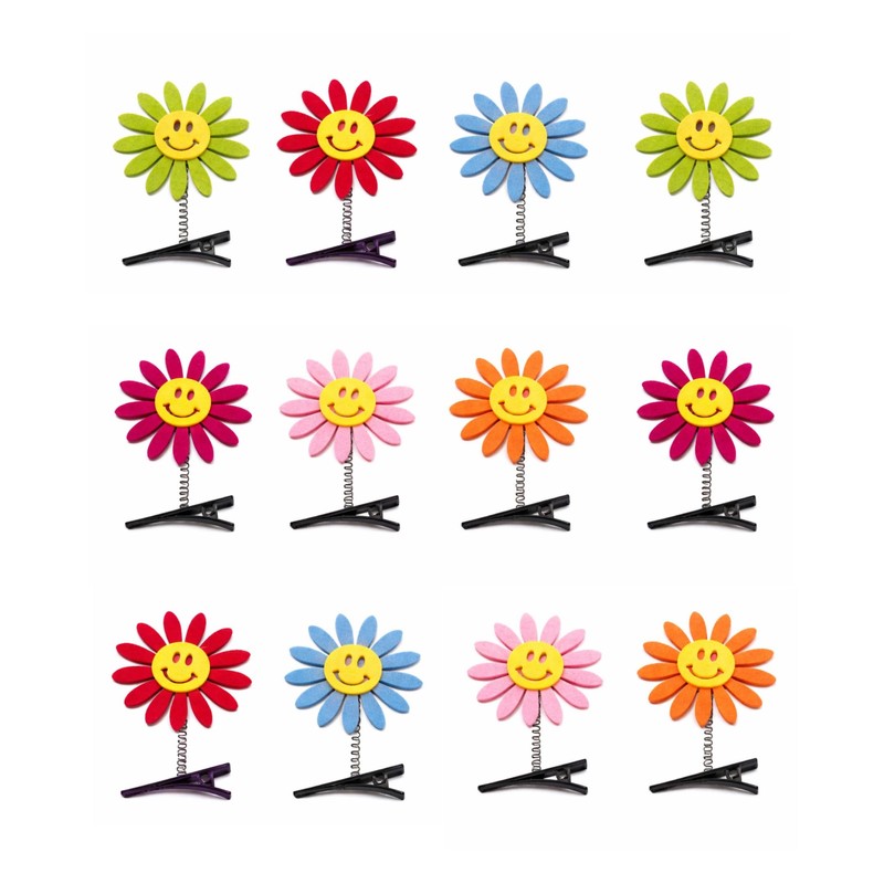 Set de 12 Pinzas para Cabello Flor con Resorte y