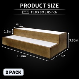 2Pack LED Lighted Liquor Bottle Stand - 2 Tier Liquor Bar Bottle Display Shelf with App & Remote Control, Holds 16 Bottles, Real Wood, Easy to Clean, No Installation Required(LED，Walnut, 2 Tier)