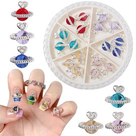 3D Nails Planet Charms, Punk Saturn Nail Charms, Planet Nail Art Jewels Reusable with Saturn Shape, Gems Nail Charms for Nail DIY Supplies (Six Colors)