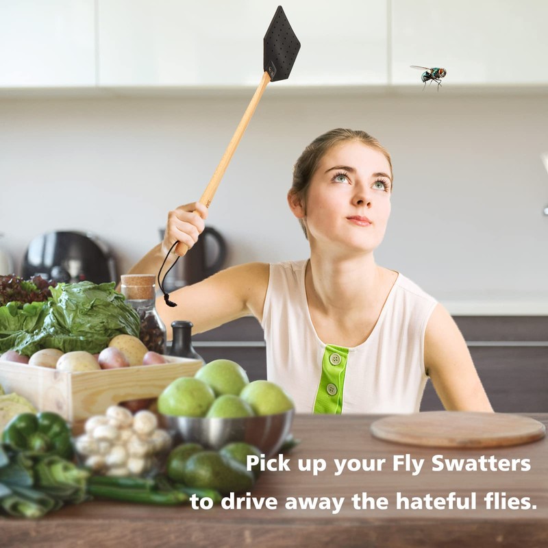 SAMEBUTECO Heavy-Duty Leather Fly Swatter Set: 1 Grey & 1