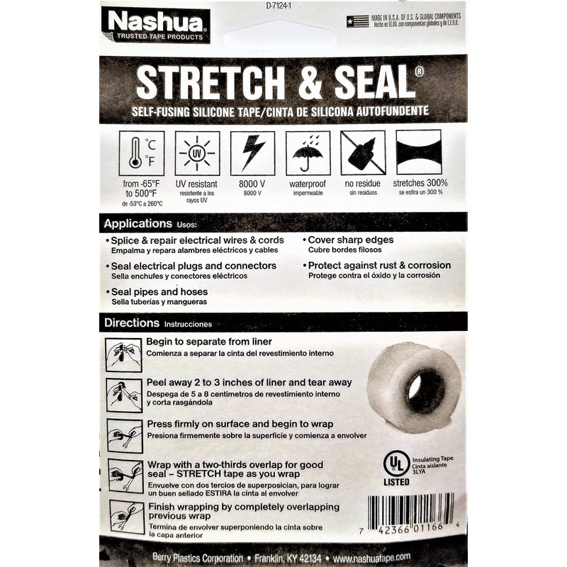 Nashua Stretch & Seal Self-Fusing Silicone Tape, 1 in. x