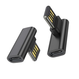 BETU 90 Degree USB to USB C Adapter (2-Pack) Right Angle Type-C Female to A Male Converter USB C Type Plug Adapter Vertical USB Port Changer Extender Connector (Available on The Left and Right)