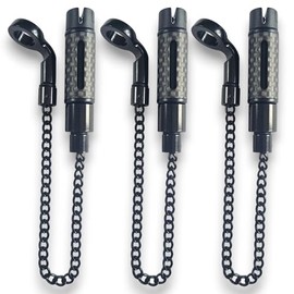 TJR Tackle 3 x Carbon Mag Pro Bite Indicators Bobbins with Magnetic Line Clip, Short 14cm Chain, Metal dog leg.