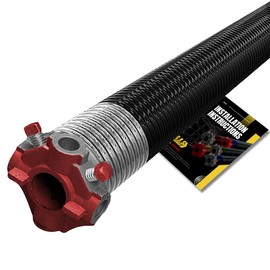 Garage Door Torsion Spring Replacement for Left Side of Garage Door 218x1.75x33 Precision E-Coating 5-Year Warranty Minimum 30,000 Cycles - Garage Door Spring Replacement (Cone Color: Red)