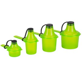 The Scoopie Supplement Container, Scoop, and Funnel System for Pre Workout Powder and Protein, Spill Proof Holder Dispenser, Gym and Shaker Bottle Travel Accessory, 4 Pack, GREEN (15cc 30cc 60cc 90cc)