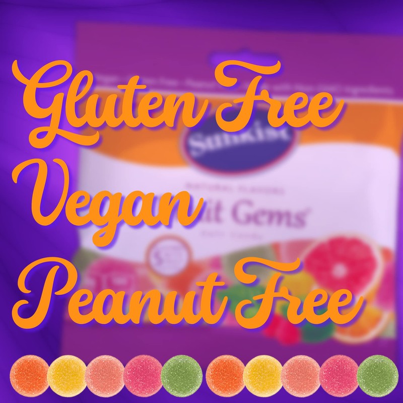 Sweetzo Sunkist Fruit Gems, Fruity Pectin Flavored Chewy Candies, Orange,