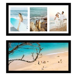 JCJMY 8x16 Picture Frame, 5x7 Collage Picture Frame, Display 3 Pcs 5x7 Photos or 8x16 Picture, 3 Opening 5x7 Collage Frame for Wall Hanging or Tabletop, Lightweight 5 x 7 Multi Picture Frame, Black