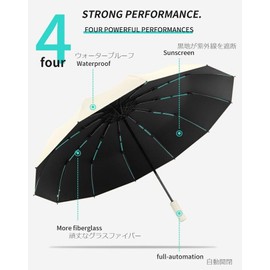 LTG 7986822 Folding Umbrella, Large Size, 12 Ribs, 46.1 inches (117 cm), Auto Open/Close, 99.9% Shielding Rate, UPF 50+, Parasol, Storage Bag, UV Protection, Rain Umbrella, Durable, Durable, One-Touch