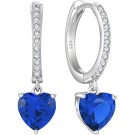 Starchenie Earrings 925 Sterling Silver for Women Hoop Earrings with Cubic Zirconia Heart Birthstone Hanging Hypoallergenic Hoop Earrings, Sterling Silver, Cubic Zirconia