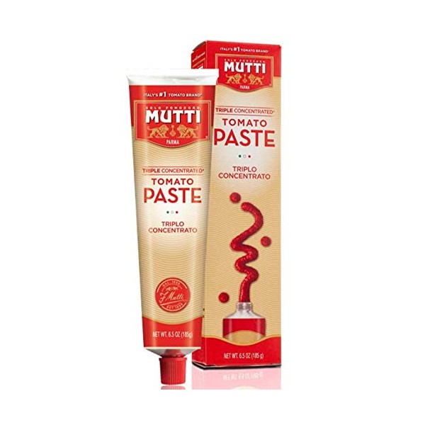 Mutti Triple Concentrated Tomato Paste (Triplo Concentrato), 6.5 oz. Tube |2 Pack | Italy’s #1 Brand of Tomatoes | Tube Tomato Paste | Vegan Friendly & Gluten Free | No Additives or Preservatives