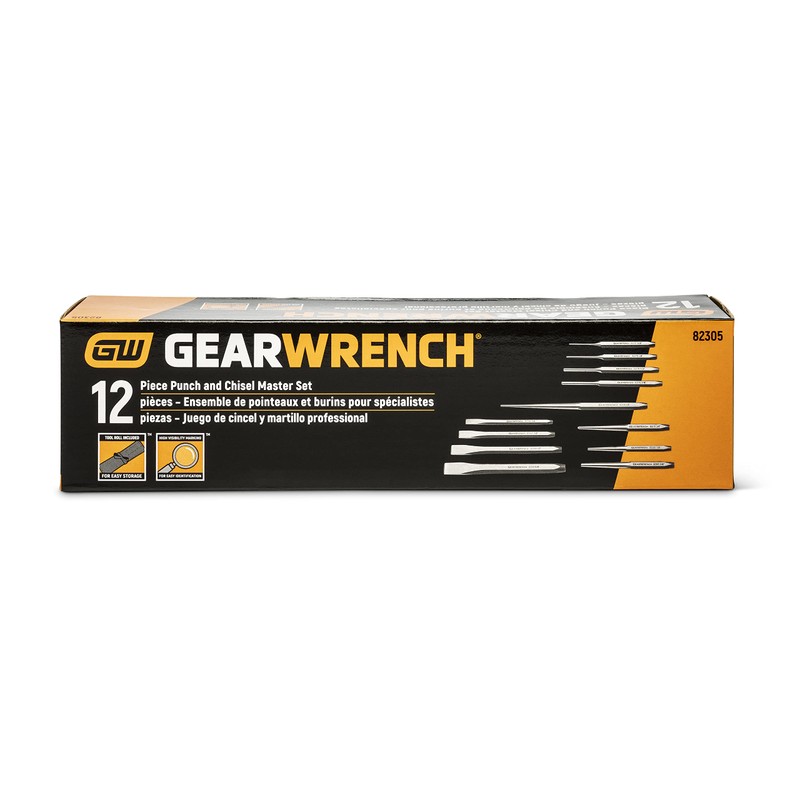 GEARWRENCH 12 Piece Punch and Chisel Chrome Set | 82305
