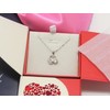 Fairy Heart Swan Motif Necklace W Swan Heart CZ Diamond