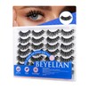 BEYELIAN 14 Pairs False Eyelashes Clear Band D Curl 9-18MM