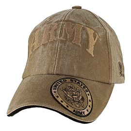 U.S. Army with Seal on Bill Baseball Hat, Washed Coyote Brown
