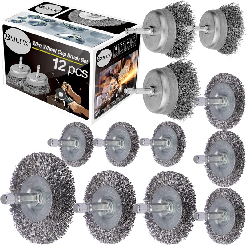 Wire Wheel for Drill Cup Brush Set,0.012-Inch Coarse Crimped Carbon