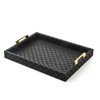 MACKENZIE-CHILDS Black Faux-Leather Tray with Handles, Rectangular Tray for Serving,