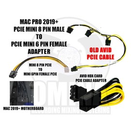 Mac Pro Wires MAC PRO 2019+ PCIE Power Cord Adapter Mini 8 PIN (M) to Mini 6 PIN (F)