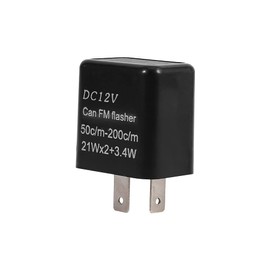 Keenso 2 Pin Turn Signal Relay 12V Universal Electronic Flashing Relay Adjustable LED Motorcycle Turn Signal (Black)