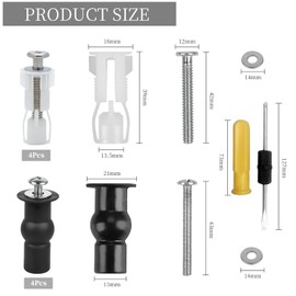 Pack of 8 Toilet Seat Fixed Screws, Toilet Seat Screws for Toilet Seat Assortment, Screws for Toilet Seat, Toilet Seat Repair Parts with Screwdriver, Stainless Steel Hinge for Toilet Lid